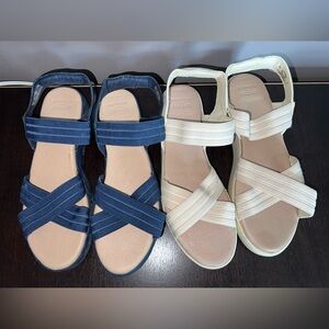 Sperry Women's Crisscross Strap Sandals in Navy and Cream